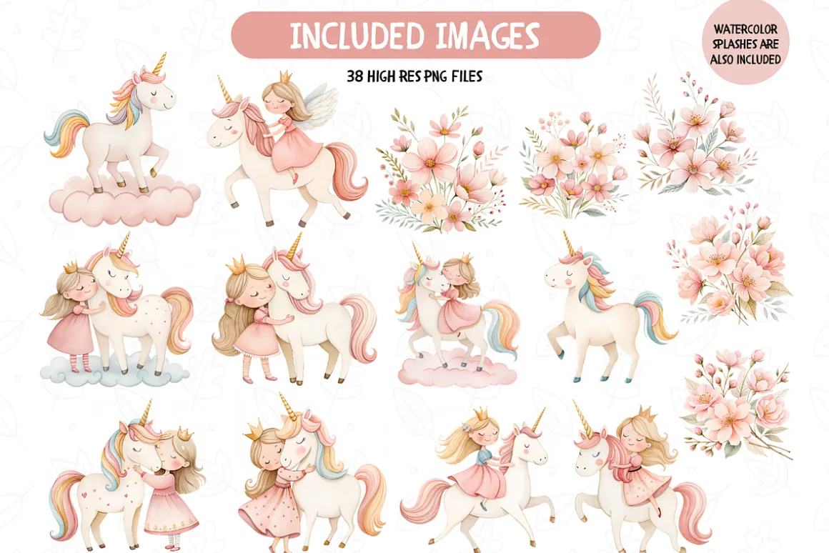 Unicorn And Princess Clipart