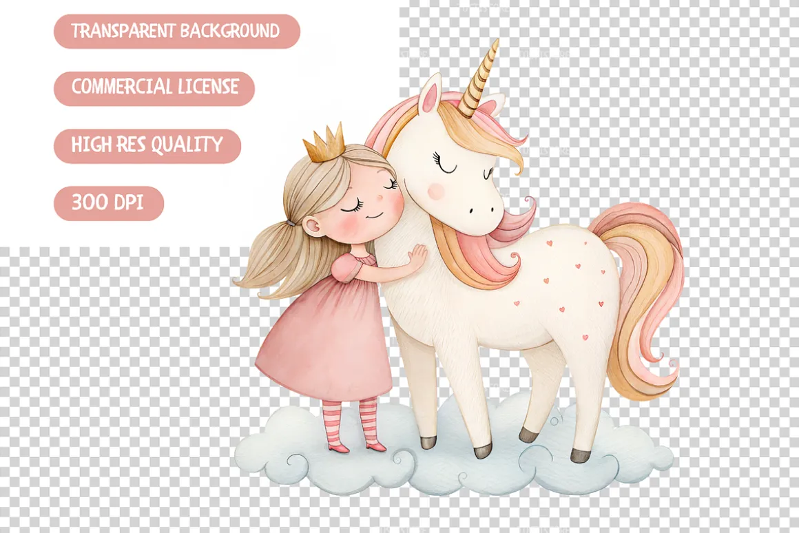 Unicorn And Princess Clipart