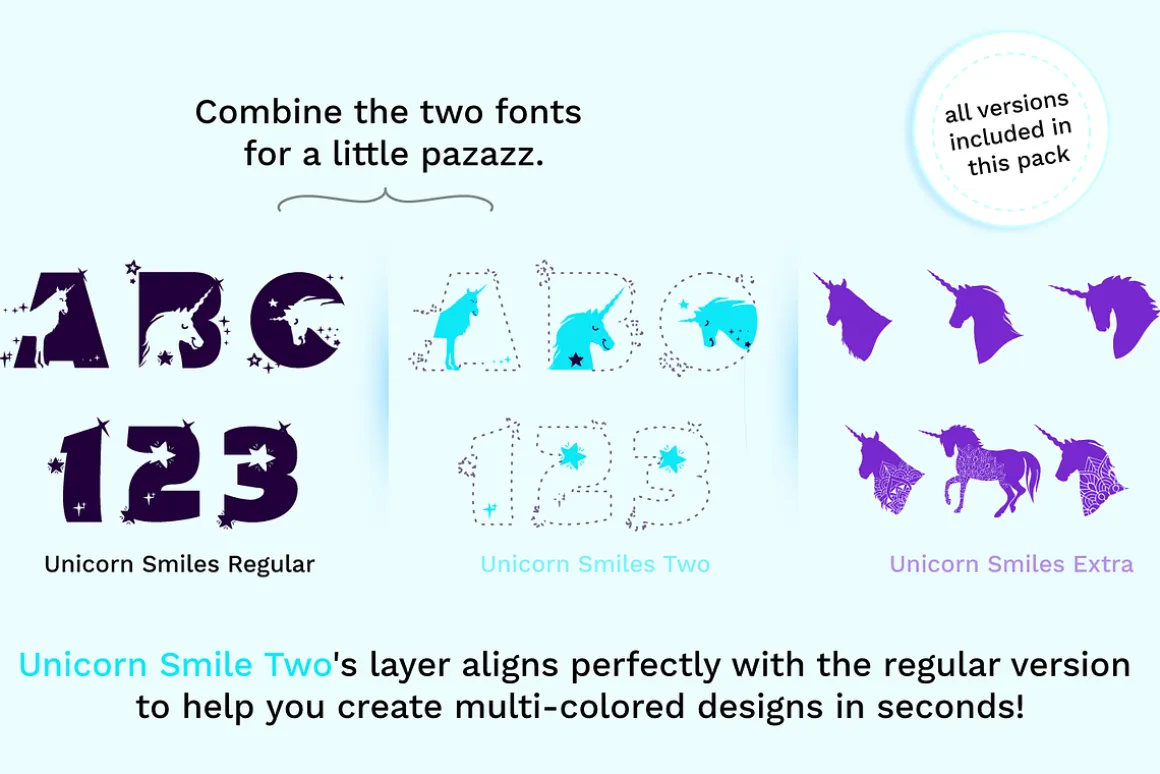 Unicorn Layered Font & Bonus