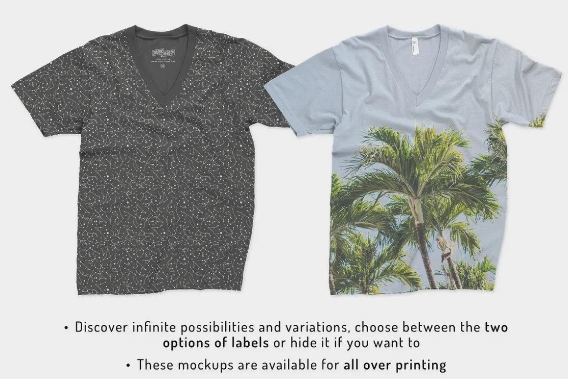 Unisex Fine Jersey V-Neck Mockups