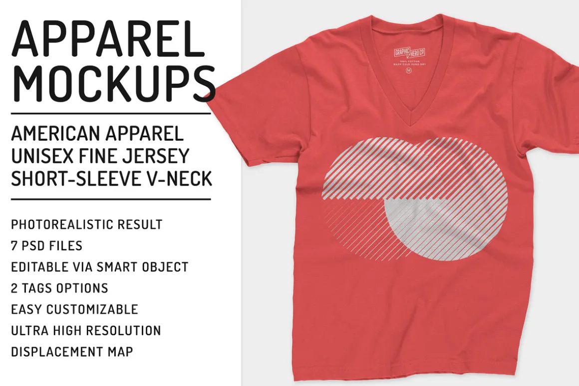 Unisex Fine Jersey V-Neck Mockups
