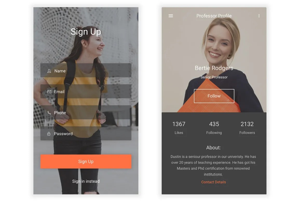 University & Education XD UI Kit