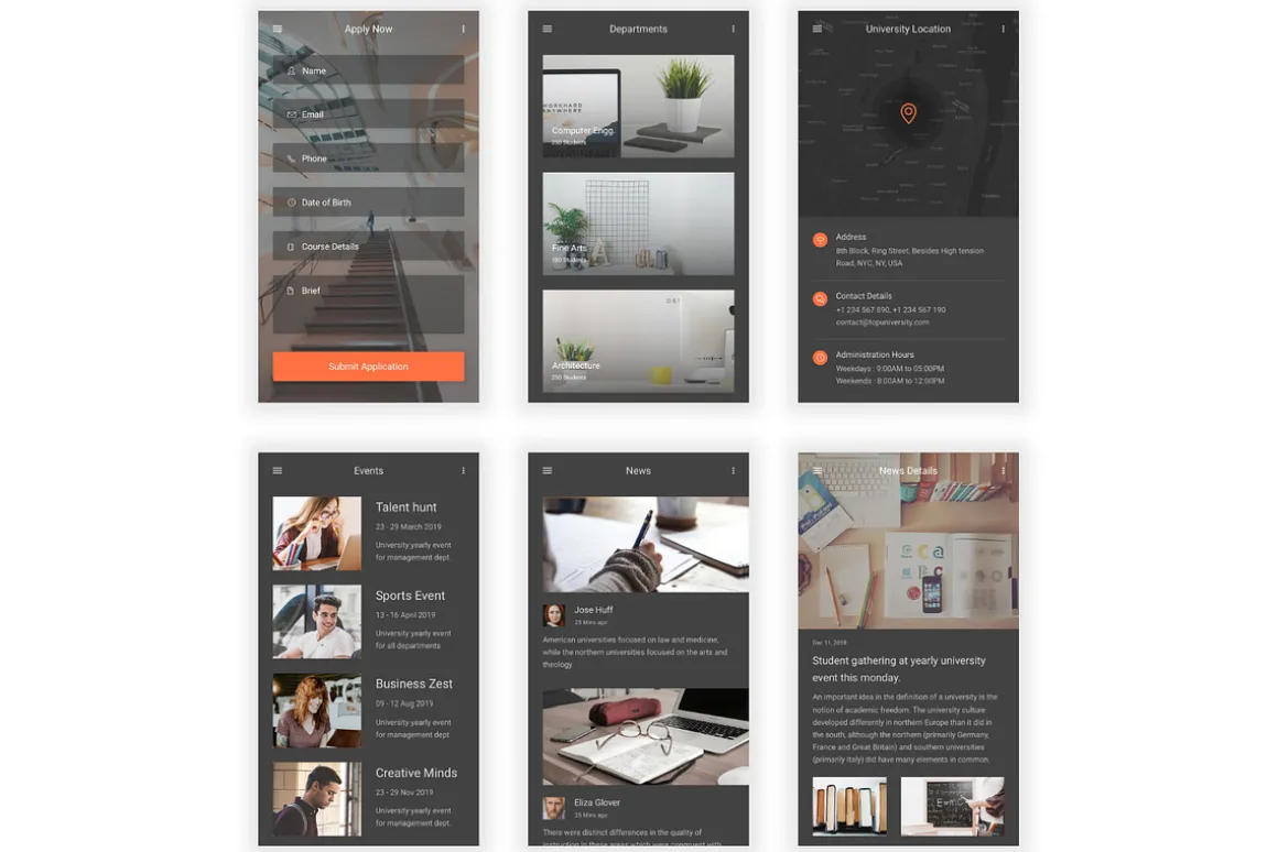 University & Education XD UI Kit