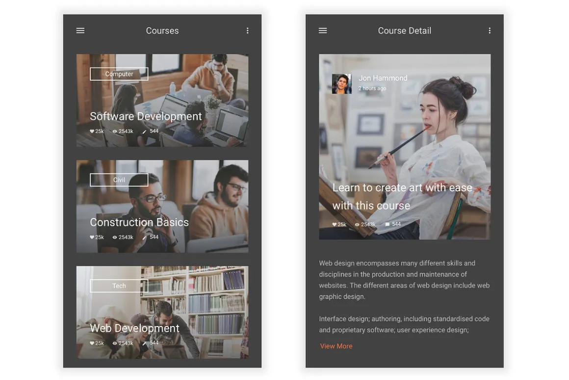 University & Education XD UI Kit