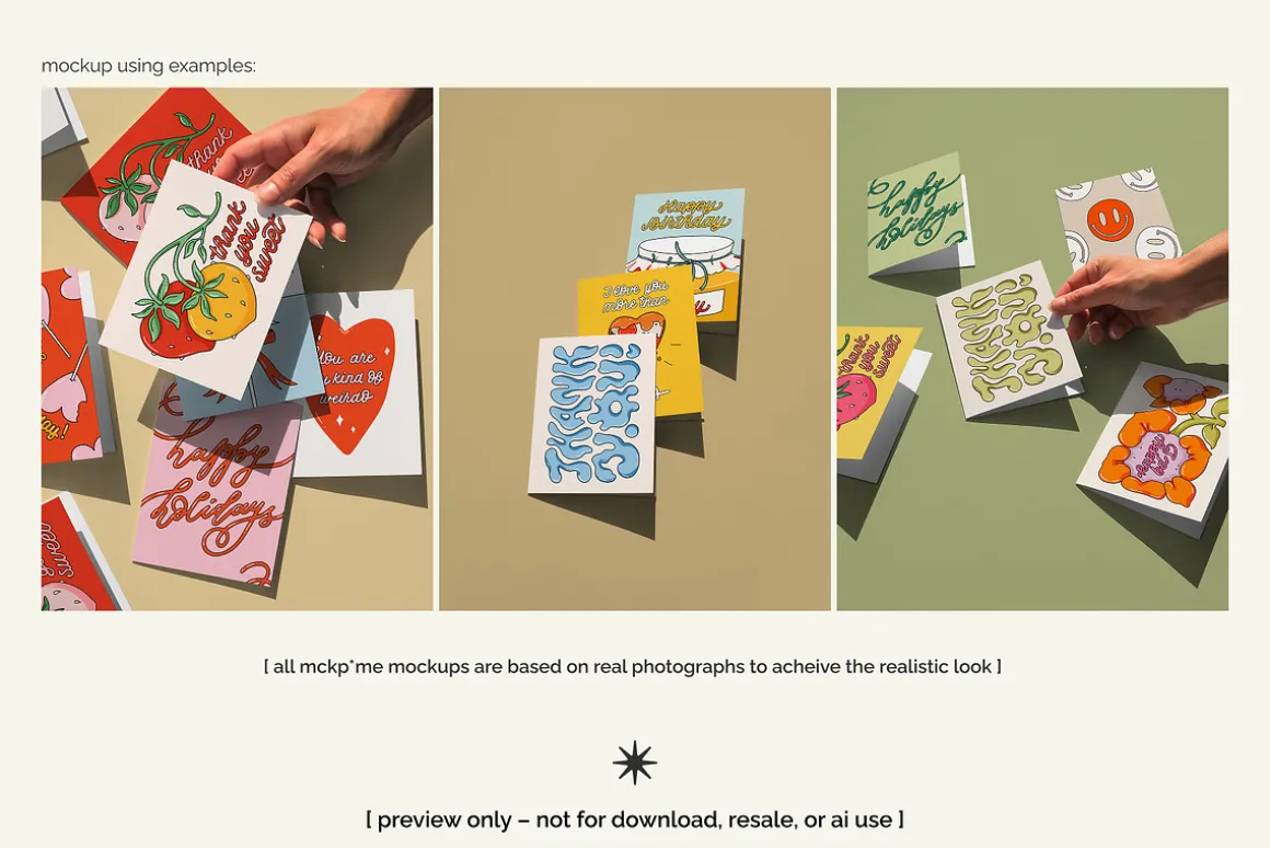 US A2 multiple postcard mockup set