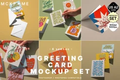 US A2 multiple postcard mockup set