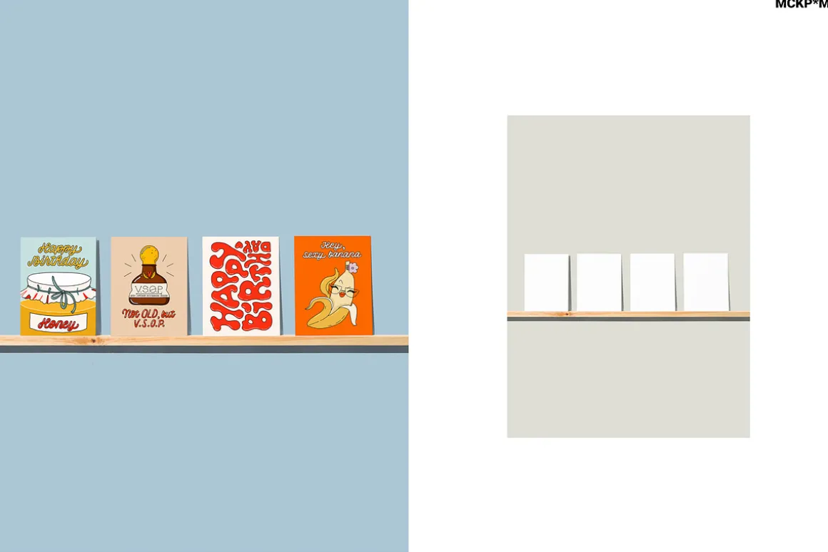 US A2 CARDS ON SHELVES MOCKUPS