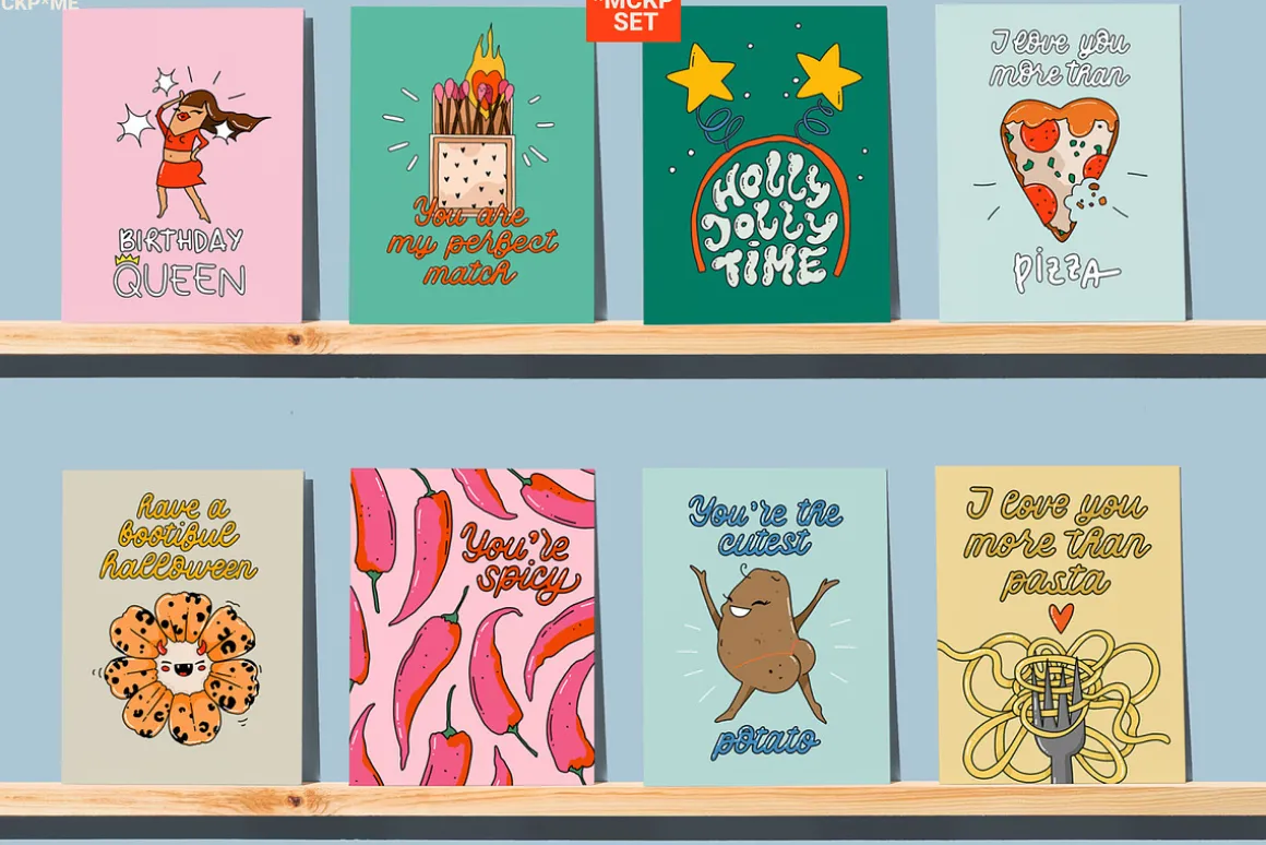 US A2 CARDS ON SHELVES MOCKUPS