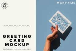 US A2 greeting card in hand mockup