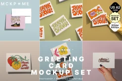 US A2 landscape postcards mockup set