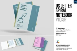US Letter Spiral Notebook Mockup