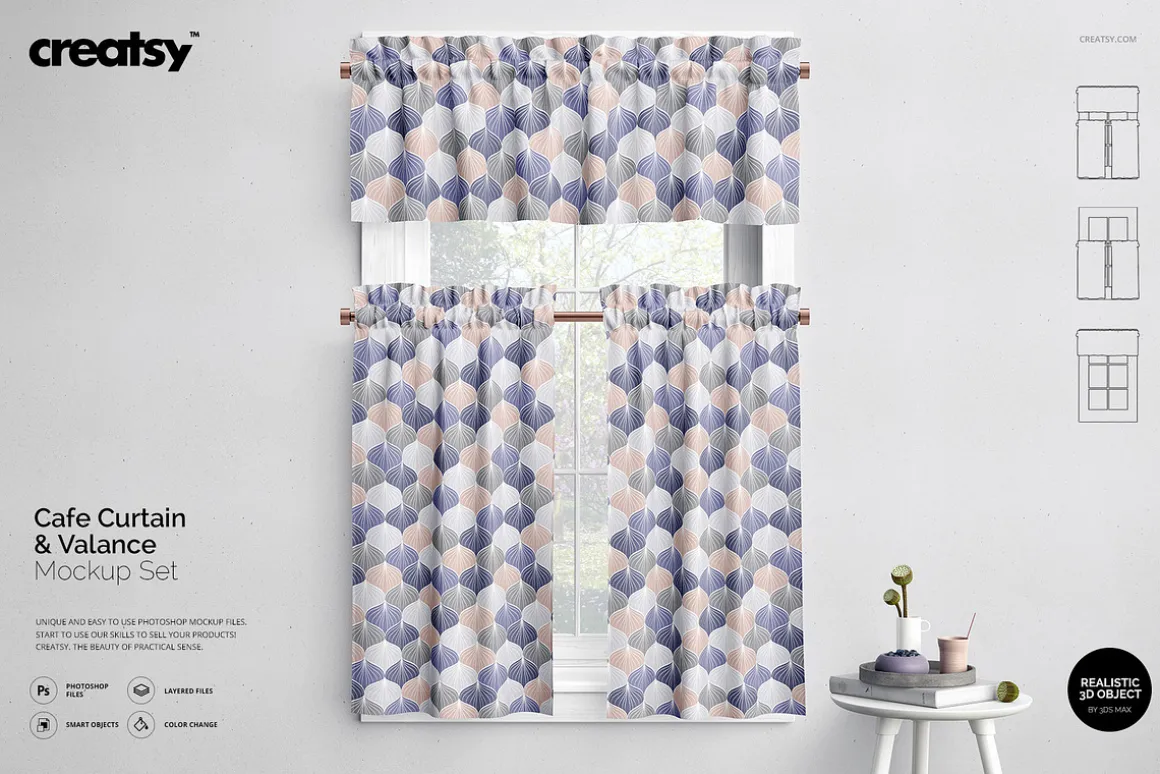 Valance & Cafe Curtains Mockup Set