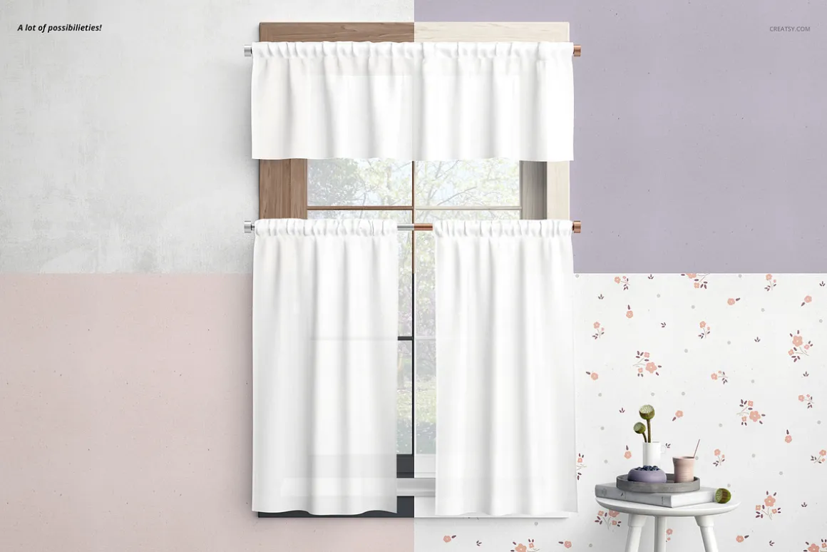 Valance & Cafe Curtains Mockup Set