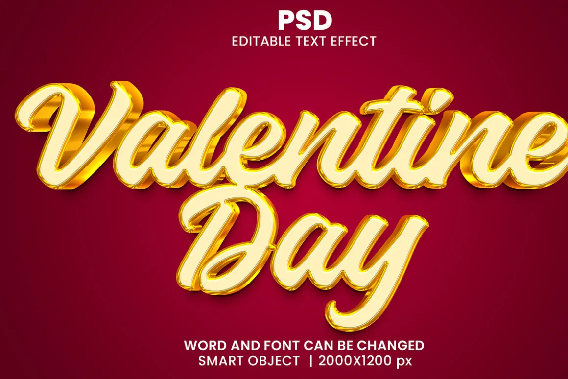 Valentine day 3d Text Effect Style