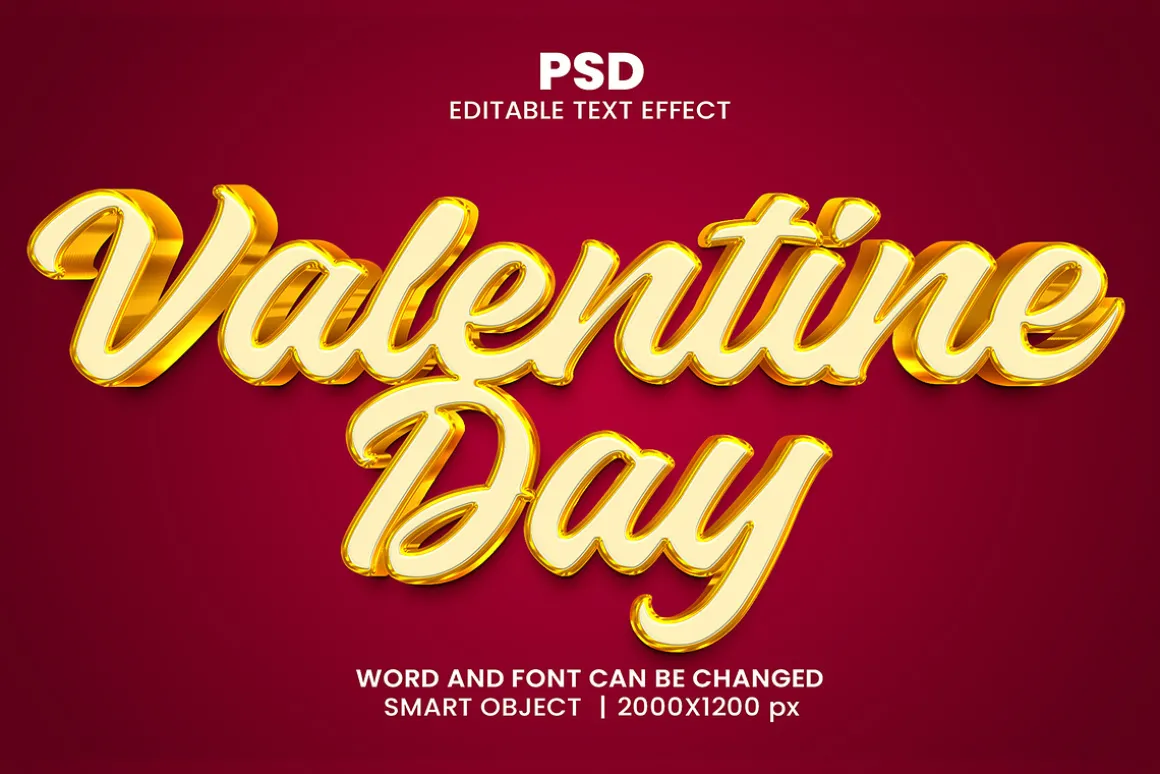 Valentine day 3d Text Effect Style
