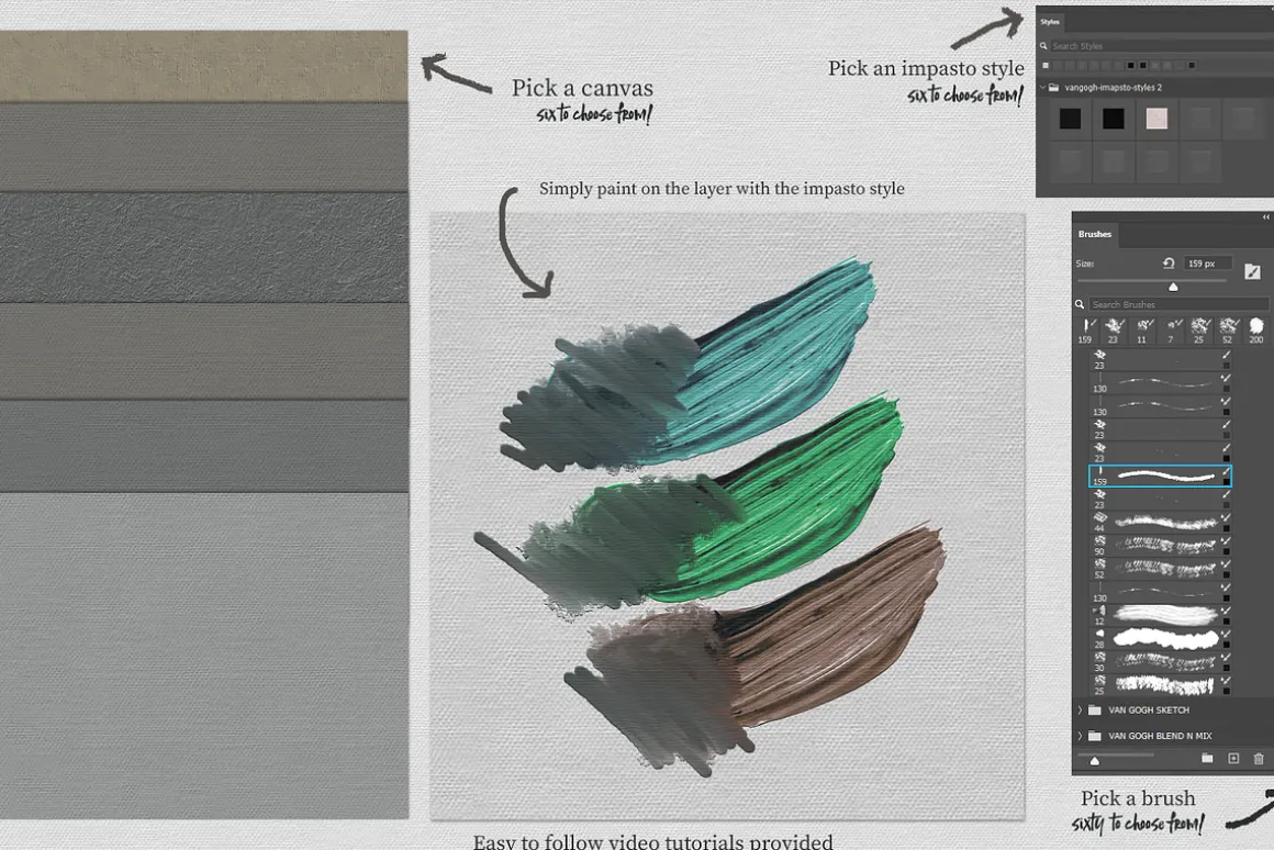 VanGogh Paint Photoshop Brush Bundle