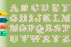 Vector alphabet with stitches.