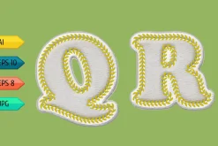 Vector alphabet with stitches.