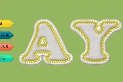 Vector alphabet with stitches.