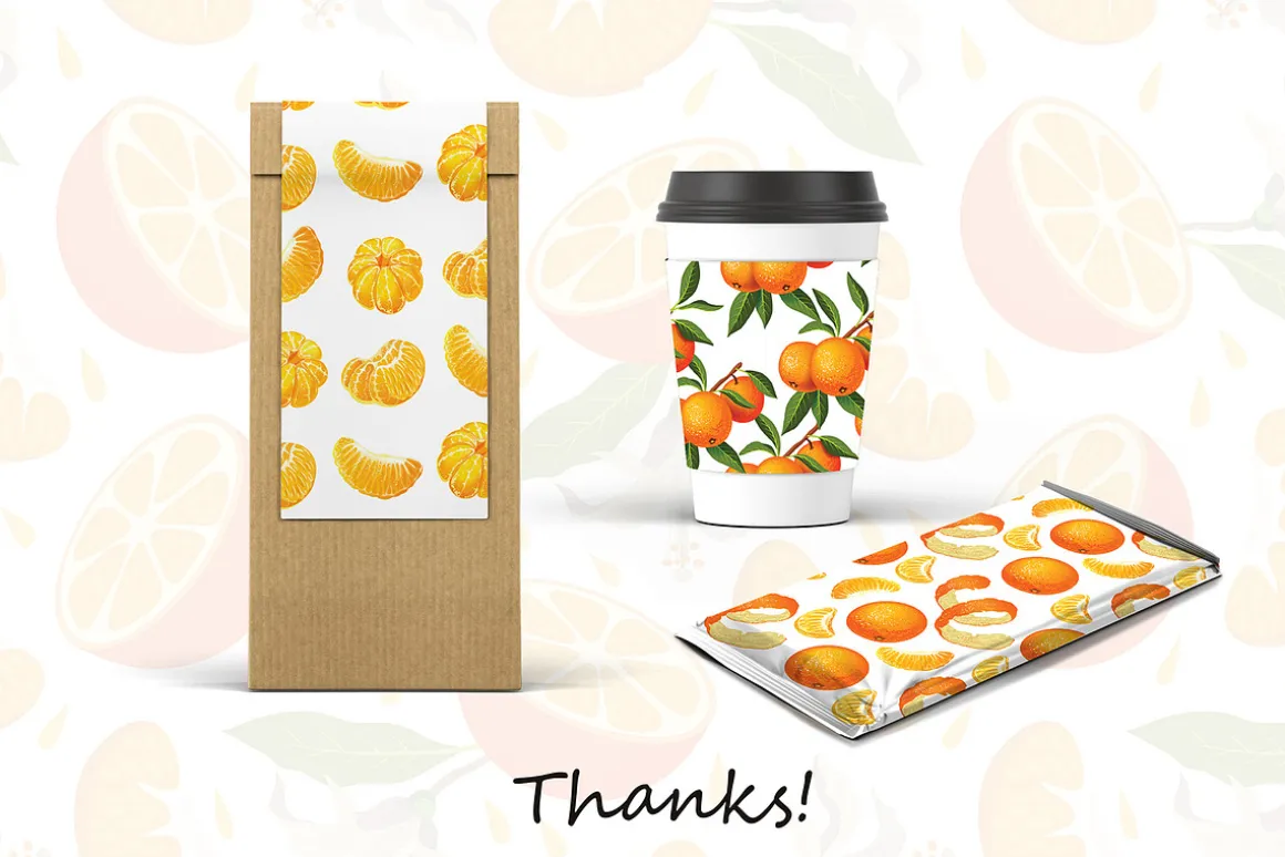 Vector set with realistic tangerine
