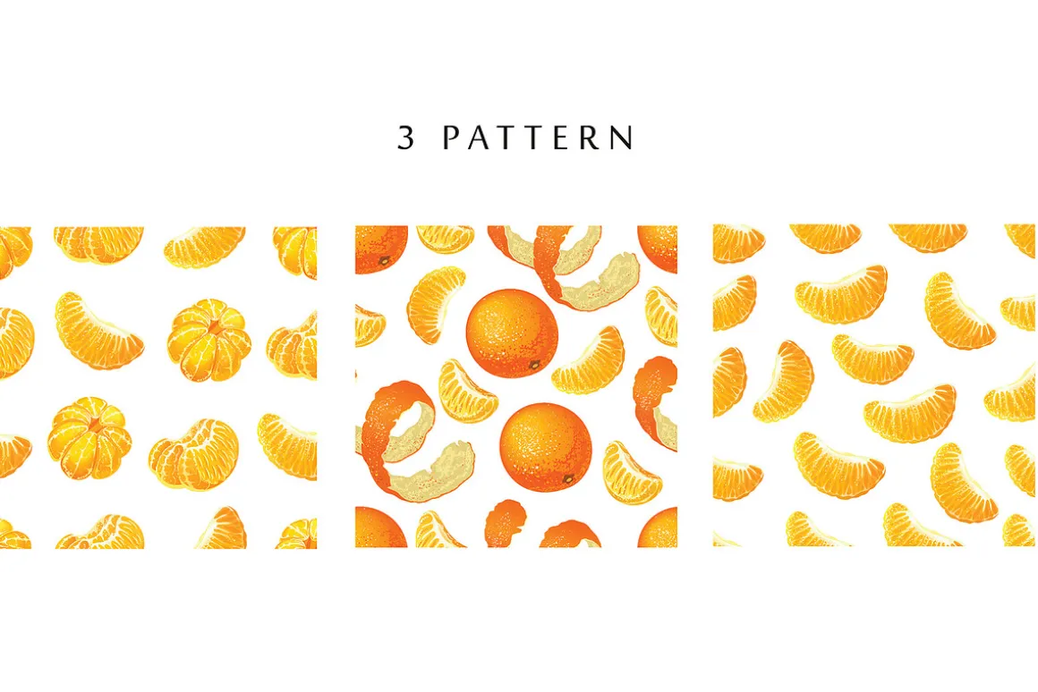 Vector set with realistic tangerine