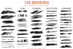 135 Vector Brushes for Illustrator