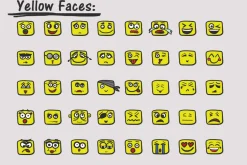40 vector square emojis (Faces)