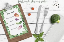 Vegetables and herbs Watercolor