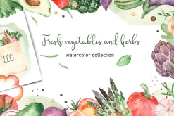 Vegetables and herbs Watercolor