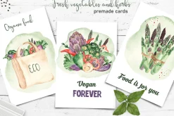 Vegetables and herbs Watercolor