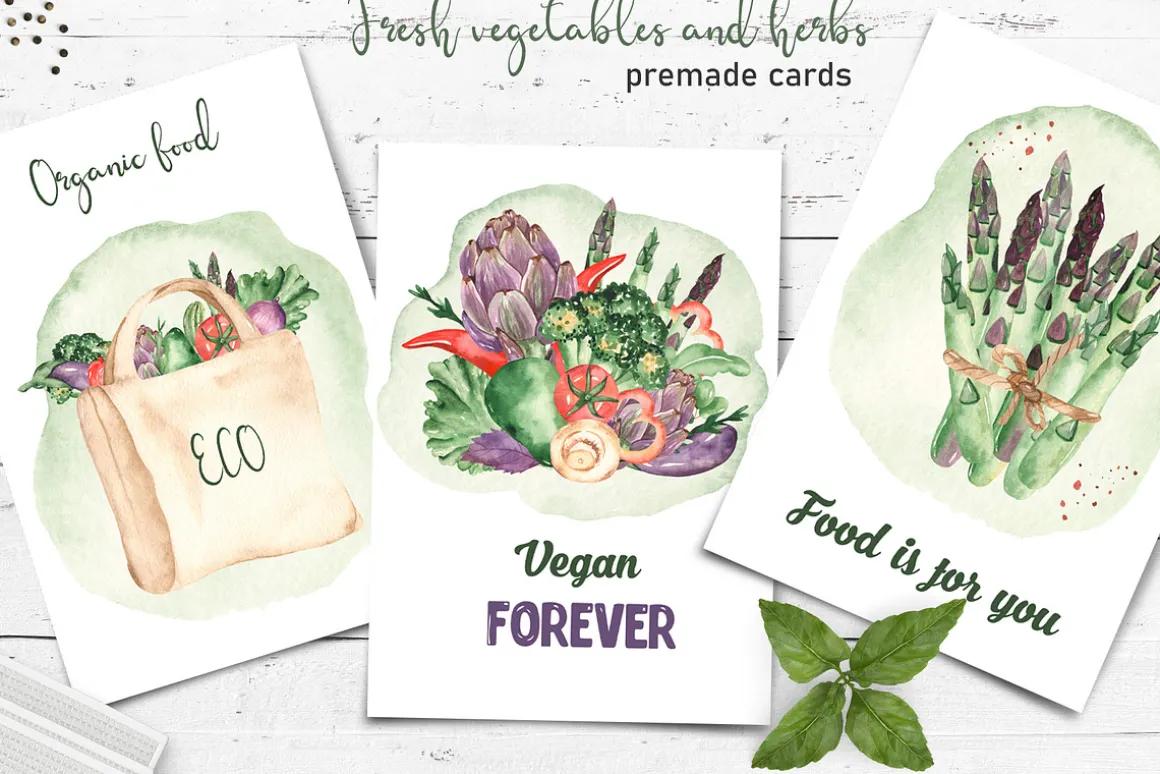 Vegetables and herbs Watercolor
