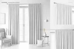Velvet Pencil Pleat Curtains Mockup
