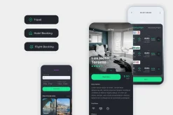 Vesta Dark Travel Booking App UI Kit