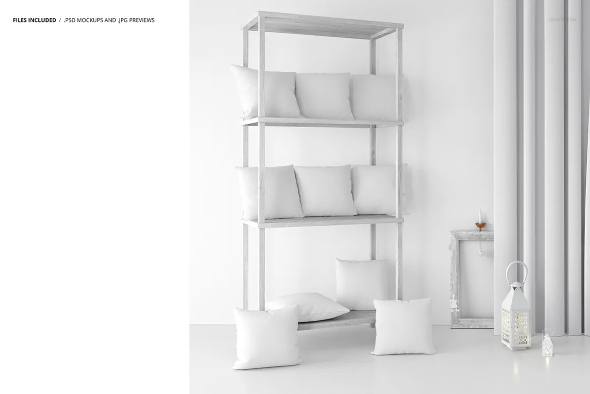 Village House Pillow Mockup