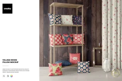 Village House Pillow Mockup