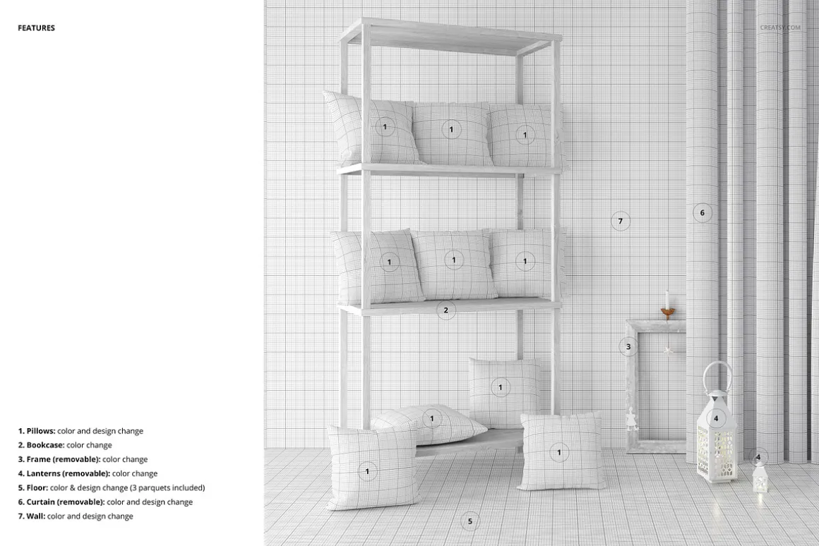 Village House Pillow Mockup