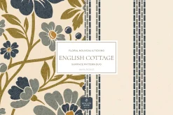 Vintage Blue Cottage Floral Patterns