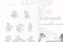 Vintage Roses - Line art Florals