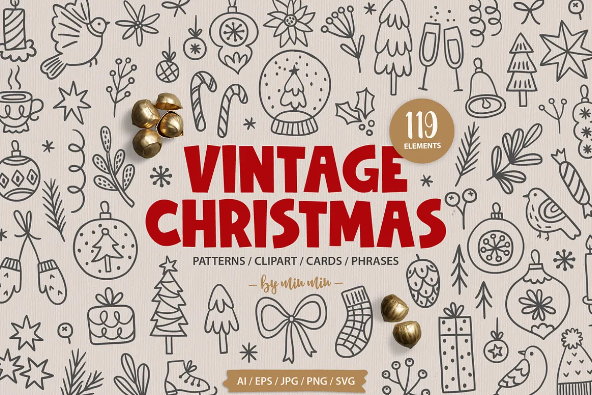 Vintage Christmas - Hand Drawn Kit