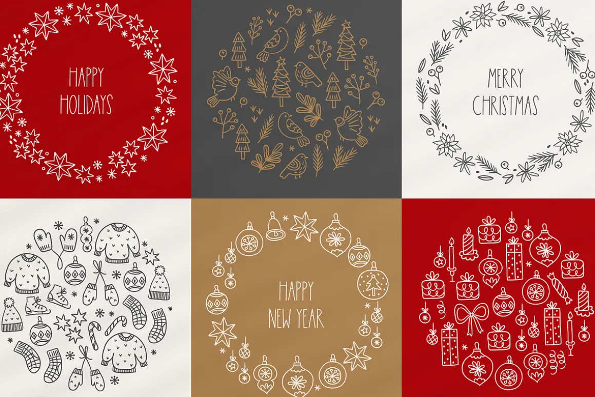 Vintage Christmas - Hand Drawn Kit