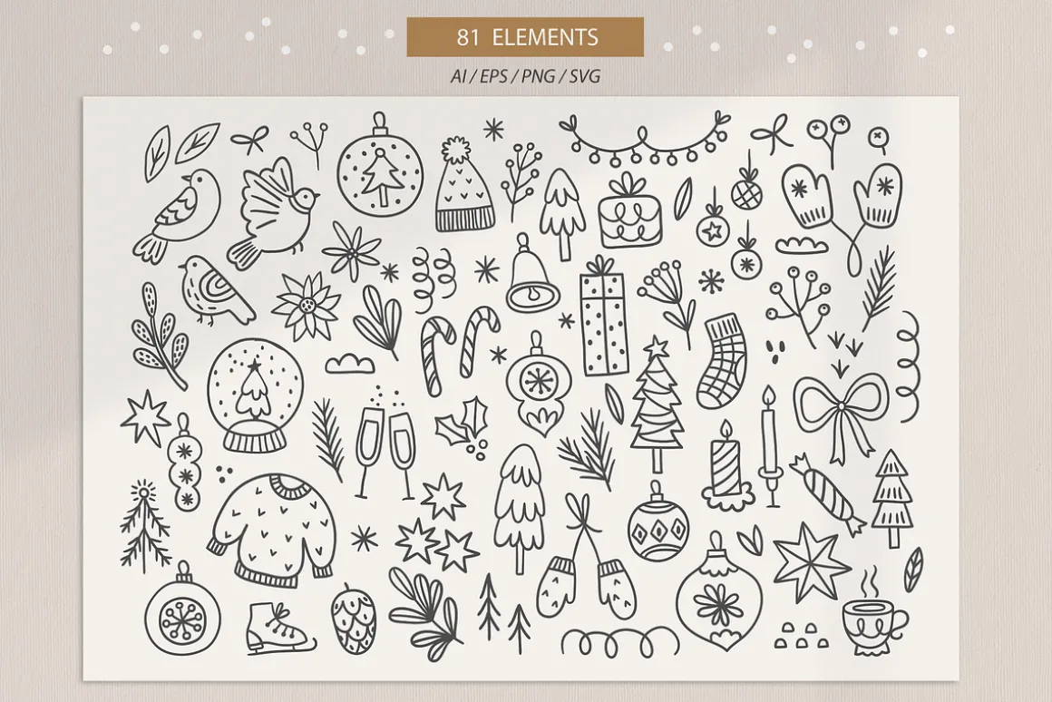 Vintage Christmas - Hand Drawn Kit