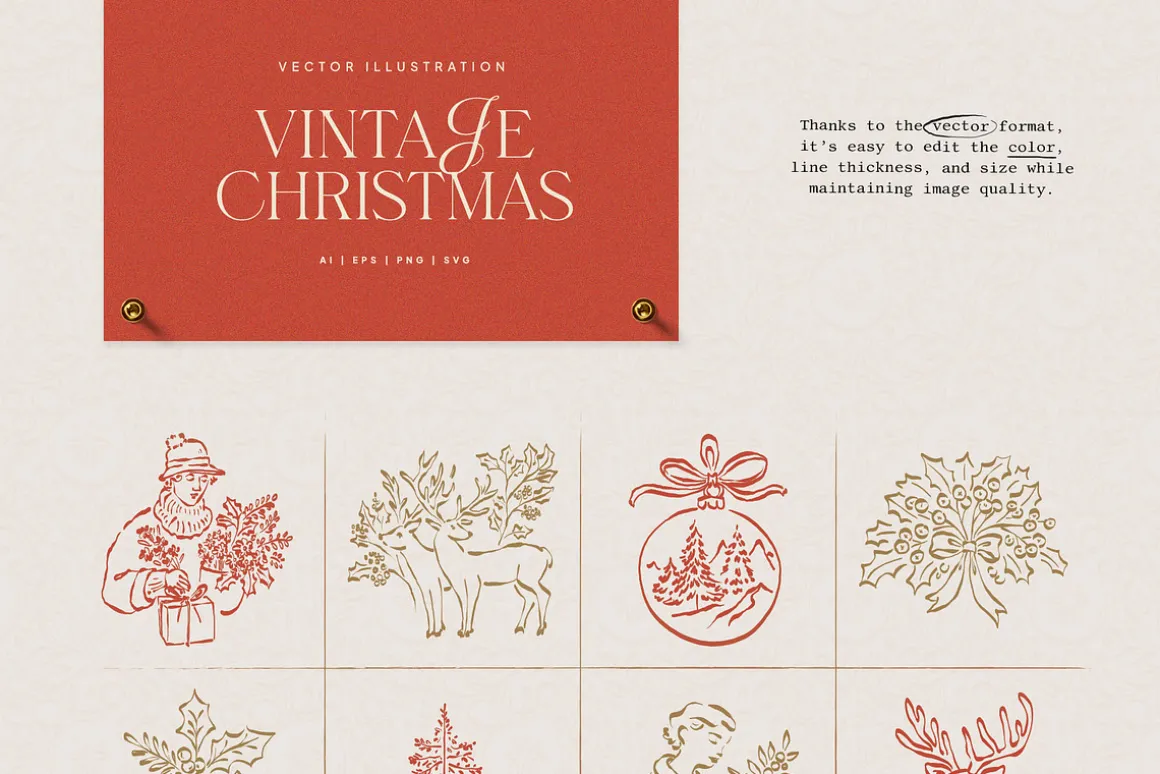 Vintage Christmas | Illustration Kit