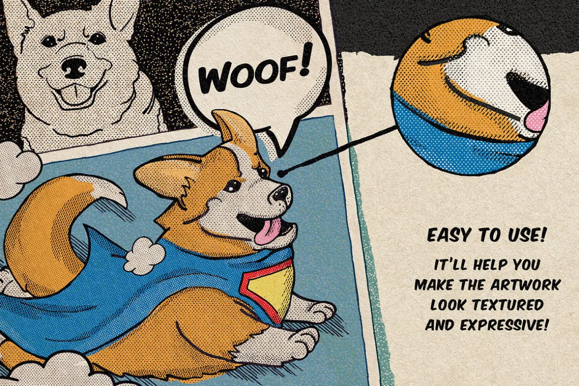 Vintage Comic Book Halftone Brushes