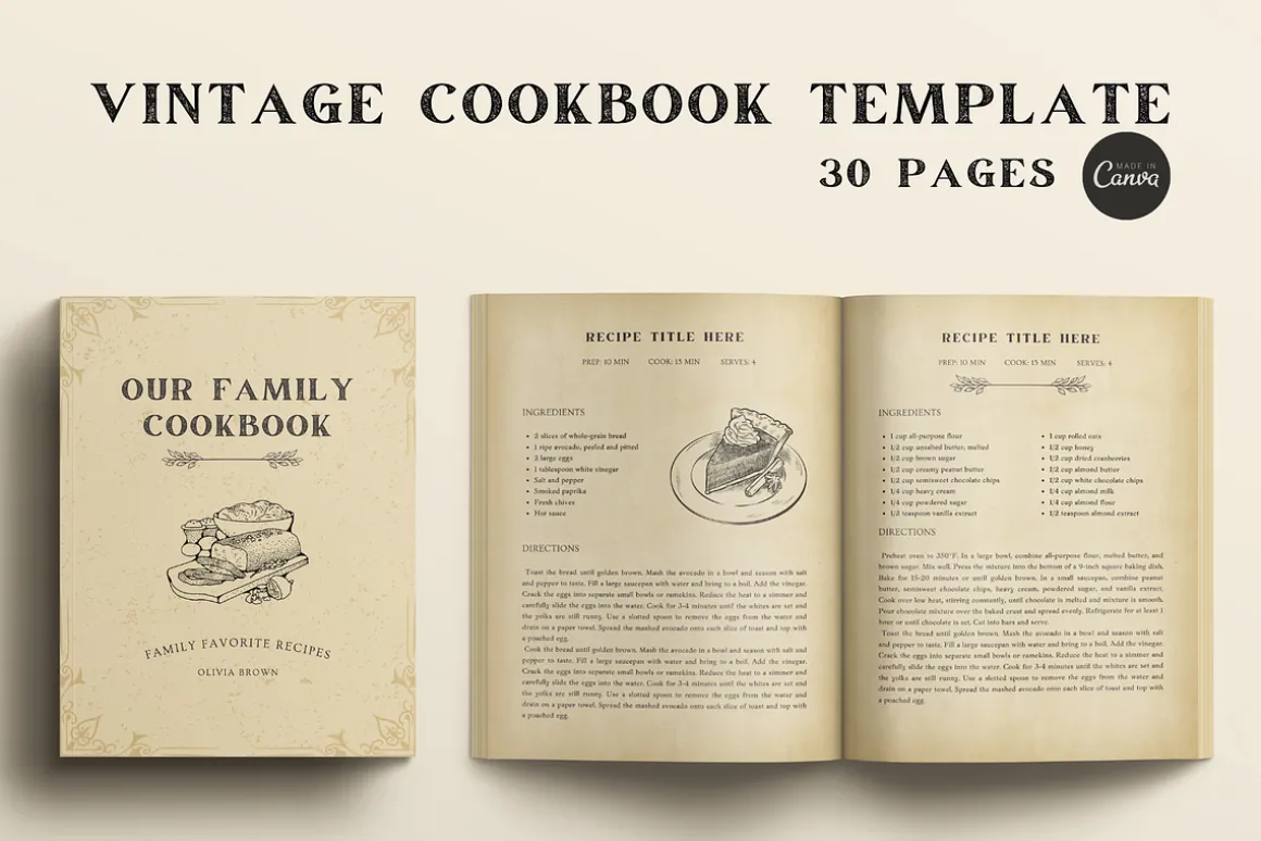 Vintage Cookbook Template CANVA