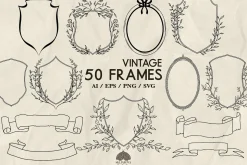 Vintage Crest Frames Svg Png