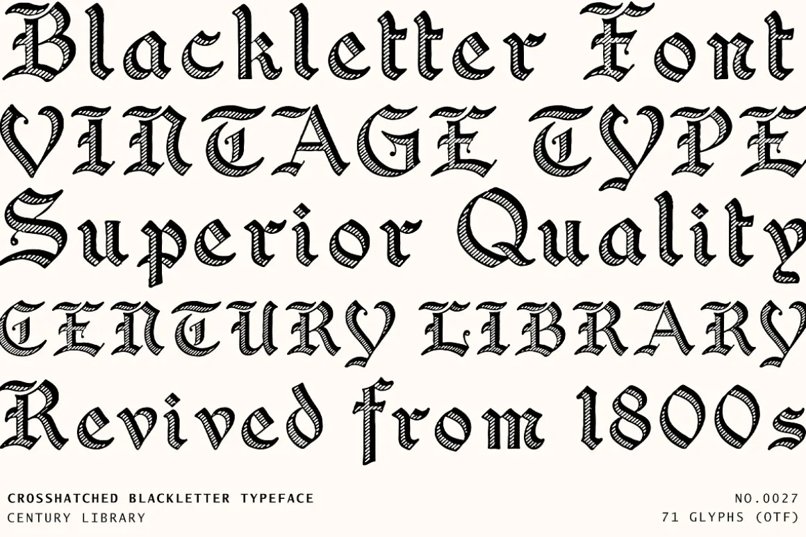 Vintage Crosshatch Blackletter Font