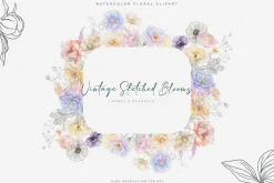 vintage delicate florals clipart set