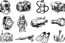 Vintage Diving Gear Set