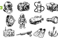 Vintage Diving Gear Set