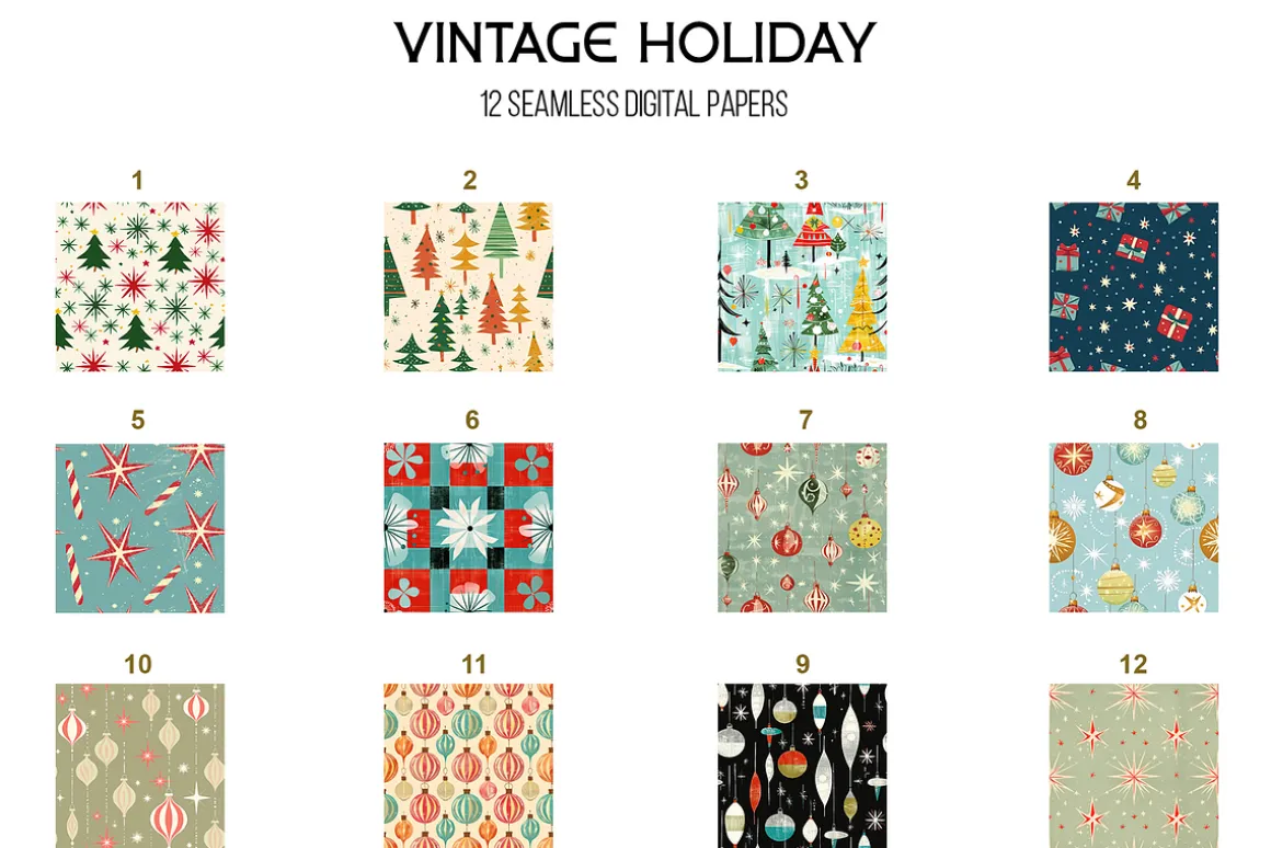 Vintage Holiday Digital Paper